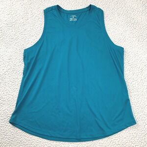 Gradual Womens XL Teal Blue Racerback Pleated Tank Top Performance Athletic